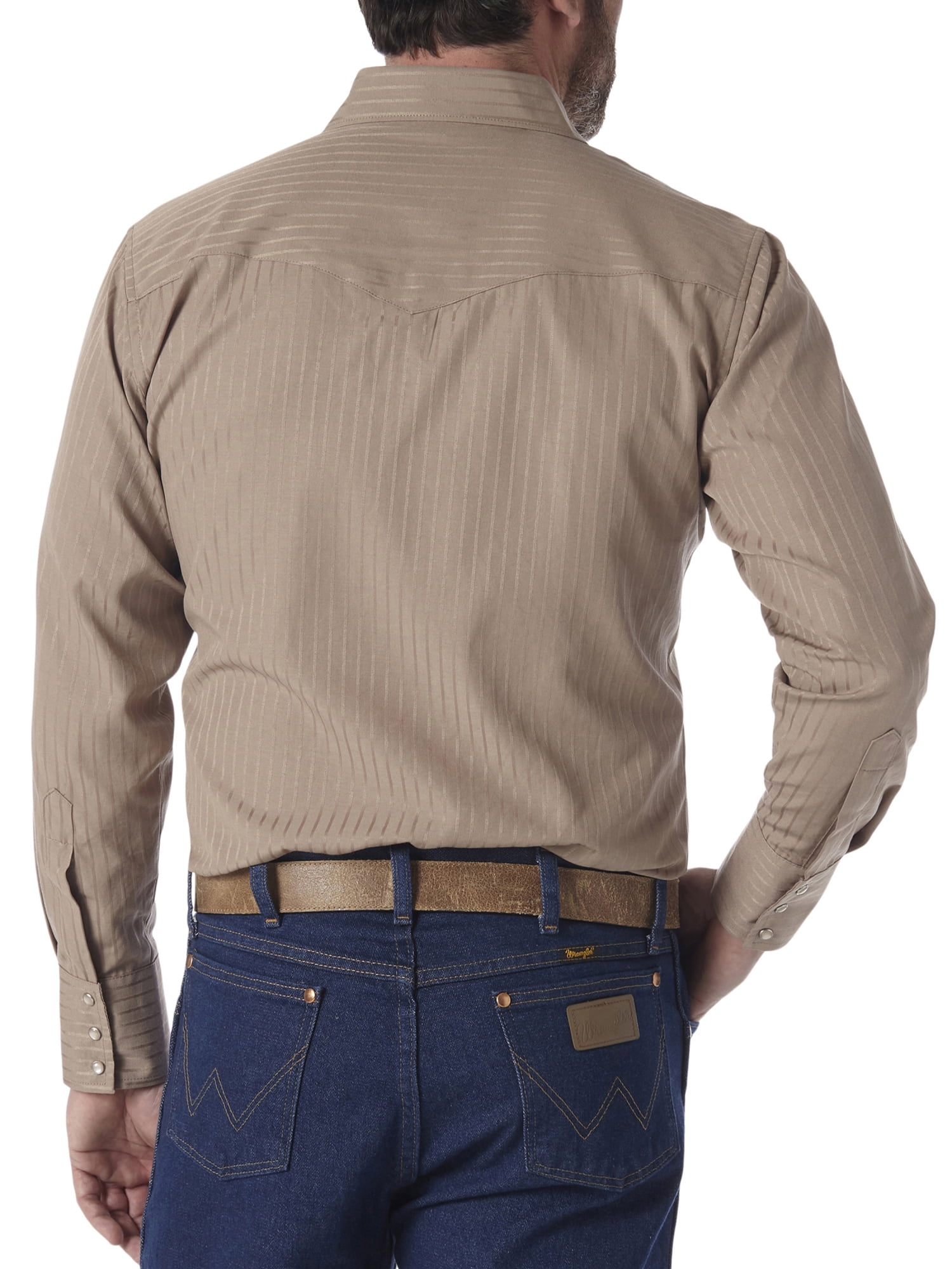 Wrangler Men's Big & Tall Long Sleeve Western Snap Dobby Striped Shirt