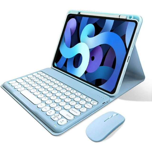 iPad mini6 Keyboard Case with Mouse Cute Round Keys Detachable Bluetooth Keyboard Slim Smart Cover with Pencil Holder