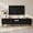 Black, variant on 86.6" W Fluted TV Stand for 75/80/85 Inch TVs, Mid Century Modern Entertainment Center with Large Storage Space & Open Shelves, Walnut TV Console with Sliding Doors for Living Room, Bedroom