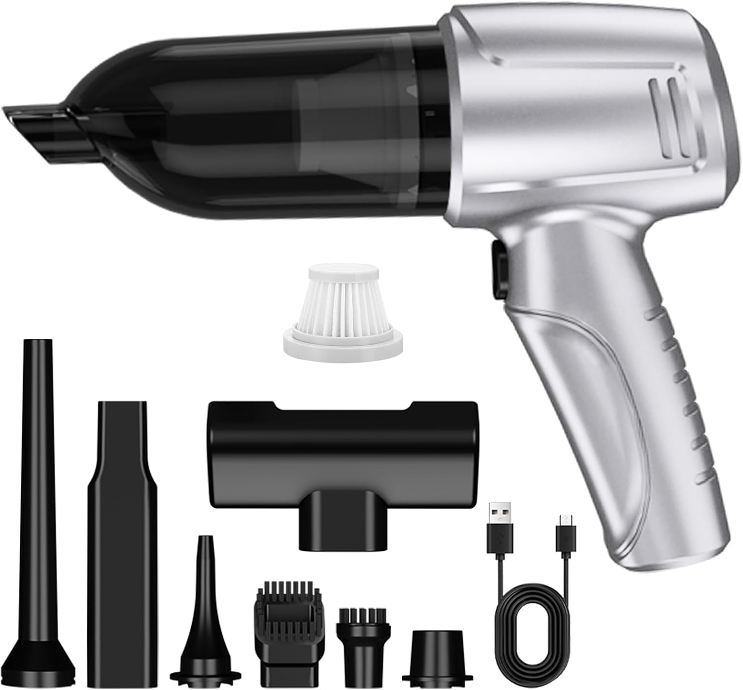 Car Vacuum Portable Cordless, 16000PA Powerful Suction, 5 in 1 Mini Handheld Vacuum Cleaner, Small Car Vacuum Cleaner, Brushless Motor, Air Duster, 4000mAh, Dual Filter, for Cars,Home,Office,Pet