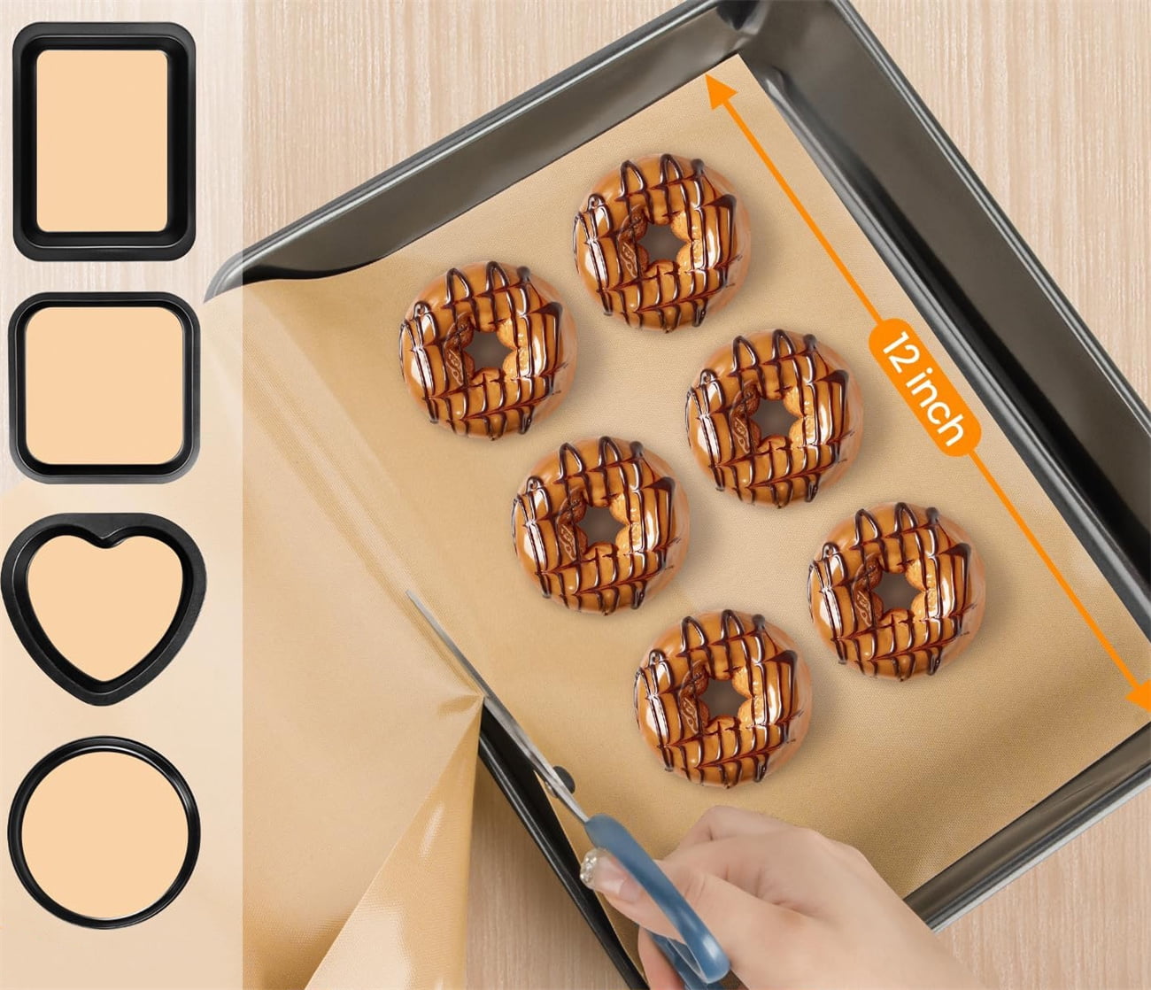 Silicone Baking Mat Roll,Bexikou 12in x 6ft Non-Slip Silicone Pastry Mat, Non-Stick Reusable Air Fryer Linner,Countertop Protector Mat,Cut to Size Oven Liner, Freeze Dryer Mat for Kitchen Home Bakery