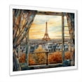 thumbnail image 2 of Designart "Vintage Paris Through the Window I" Cityscapes Framed Wall Art Decor - Industrial Orange Paris Entryway Framed Wall Art, 2 of 6