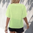 thumbnail image 4 of Camisa de manga corta de encaje Blusa de verano con manga de encaje fluida informal elegante con cuello en V de doble capa Verde claro M, 4 of 6