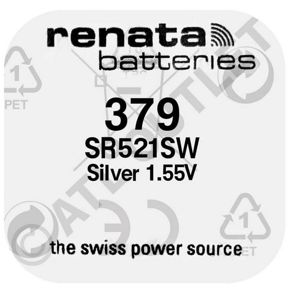 Renata 379 / SR521SW Swiss Made 1.55v Silver Oxide Mercury Free Watch Battery