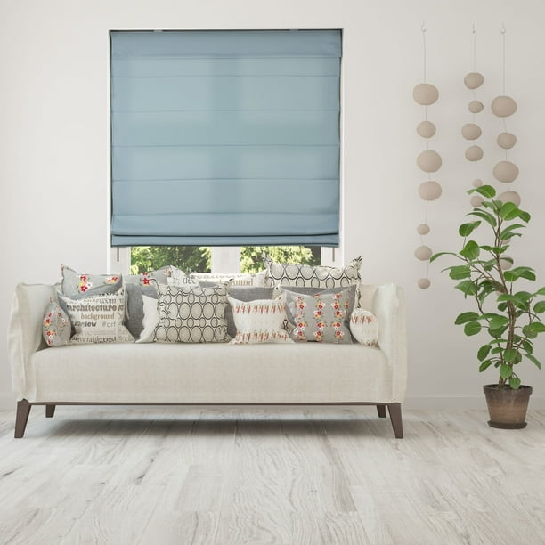 Arlo Blinds Light Filtering Fabric Roman Curtain D Shades Color Seascape 34 5 W X 60 H Cordless Lift Window Com Arlo Blinds Light Filtering Fabric, Warm Window Roman Shades