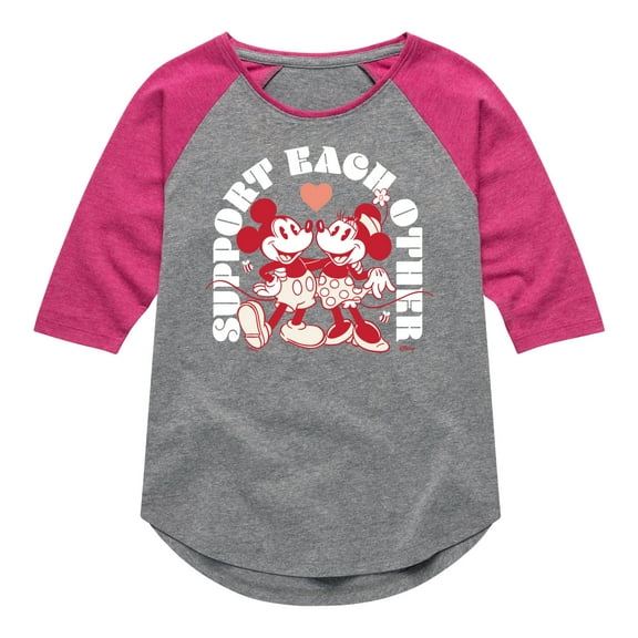 Disney - Support Each Other - Toddler & Youth Girls Raglan Graphic T-Shirt