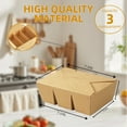 thumbnail image 4 of Disposable Take Out Food Container(3 Compartment), 30 Pack 50 oz Paper Brown To Go Kraft Boxes, Microwaveble, Leak-Resistant for Restaurant, Home, Picnic, 4 of 7
