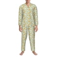thumbnail image 3 of Fuzoiu Dog And Flower Print Men's Long-Sleeved Pajama,Lounge Button Down Nightwear,Mens Notch Collar Pajama Set -X-Large, 3 of 7