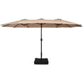 thumbnail image 2 of Gymax 15 ft Double-Sided Patio Twin Umbrella Extra-Large Market Umbrella w/ Base Coffee, 2 of 9