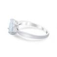 thumbnail image 3 of Three Stone Oval Engagement Ring Lab Created White Opal 925 Sterling Silver Size 9, 3 of 5