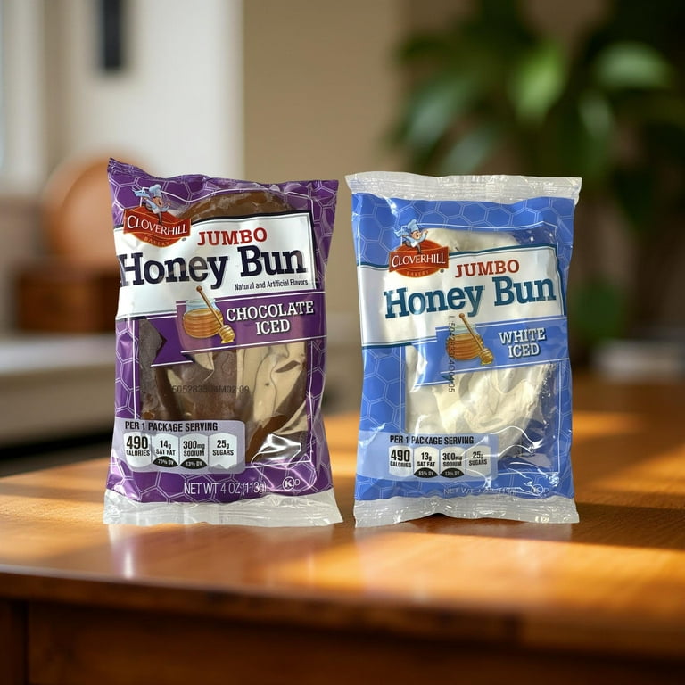 Cloverhill Jumbo White Iced & Chocolate Iced Honey Bun Combo | 12