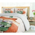thumbnail image 5 of Ambesonne Watercolor Duvet Cover Sets, Fox Coffee Bird, 2-King, Jade Green Pale Pink, 5 of 7