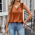 thumbnail image 5 of Qwertyu Womens Silk Satin Tank Tops V Neck Summer Blouse Sleeveless Shirt Business Casual Dressy Vacation Clothes 2026 Brown XS, 5 of 5
