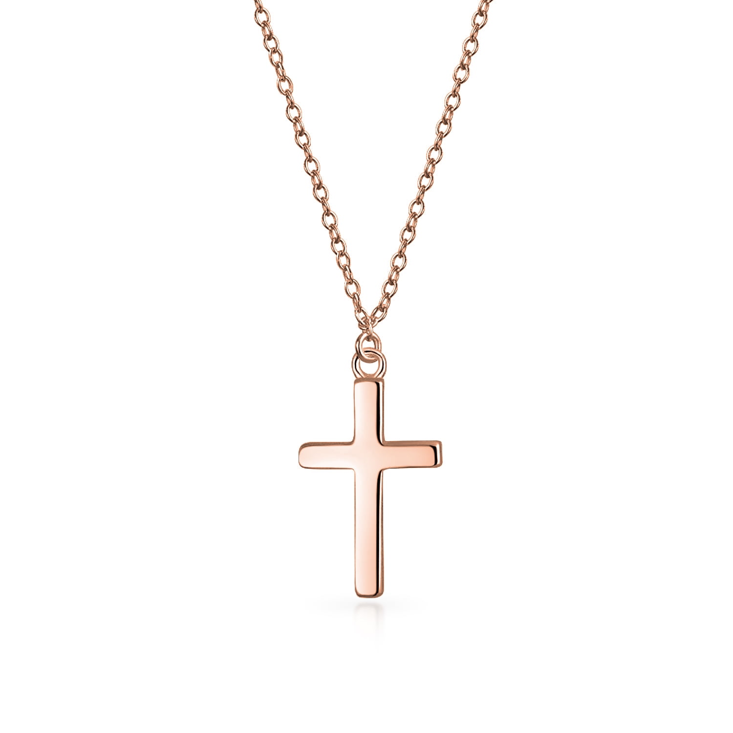 Rose Gold Plated Opal Cross .925 Sterling Silver Pendant 