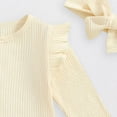 thumbnail image 4 of Hessimy Baby Girls Short-Sleeve Bodysuit Baby Girls Romper Soft Breathable(Beige, 4 of 7