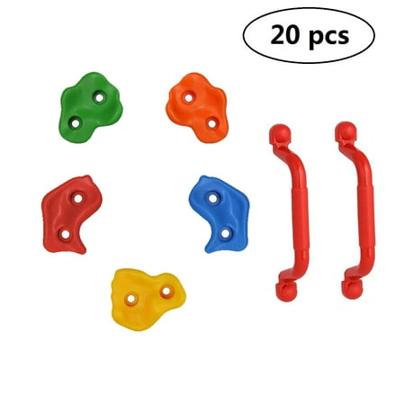Peroptimist 20 pcs Climbing Holds with Safety Handles, Rock Climbing Wall Holds for Kids , for Childrens Playground Rock