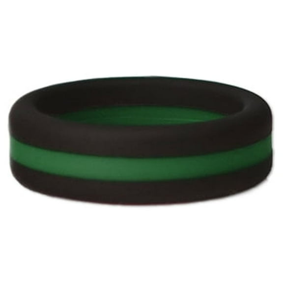 Black and Green Striped Silicone Ring Size 7
