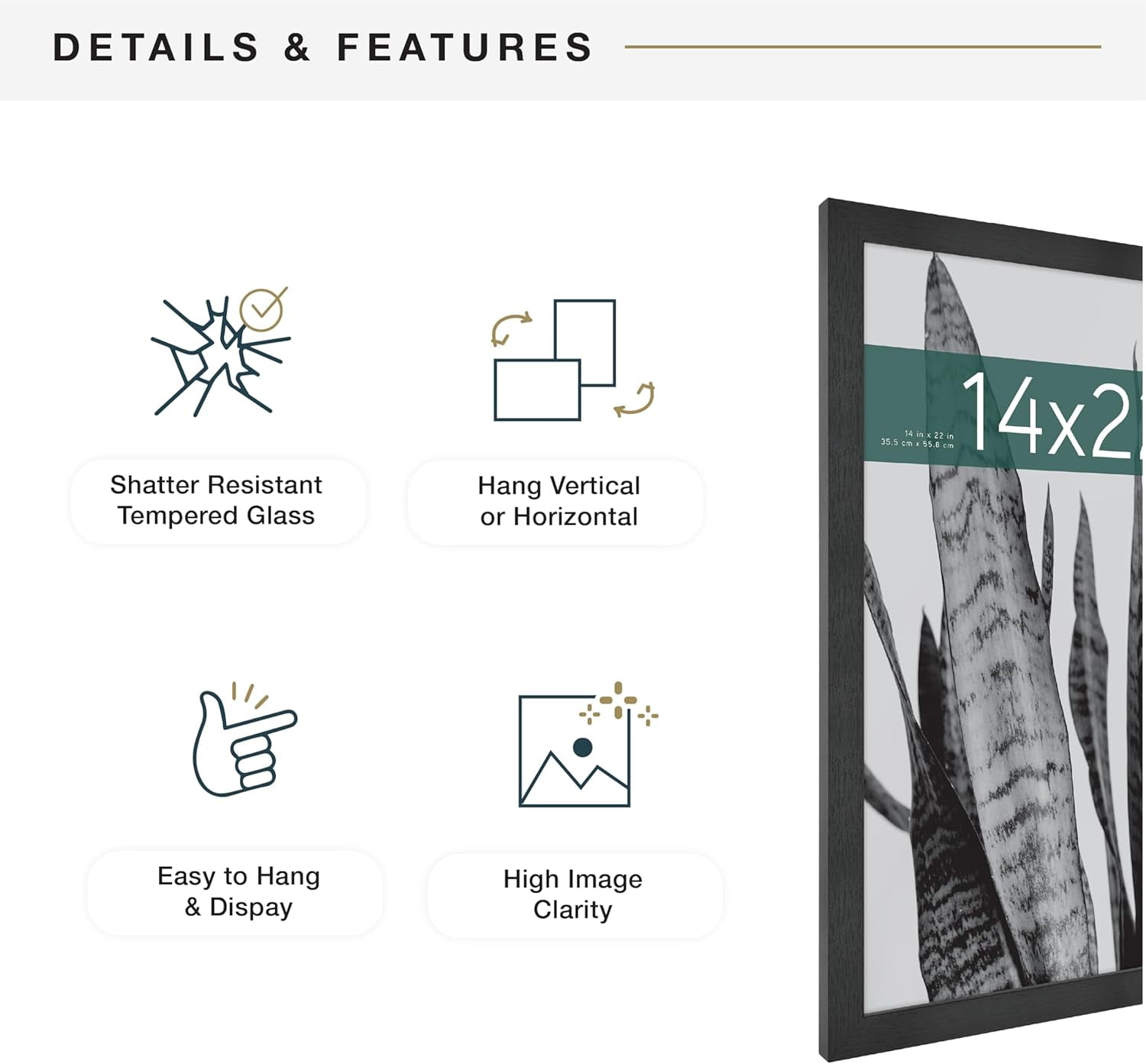 MCS Studio Gallery 14x22 Poster Frame Black Woodgrain, Vertical & Horizontal Wall Hanging Large Picture Frame for Photos, Posters & Art Prints (1-Pack)