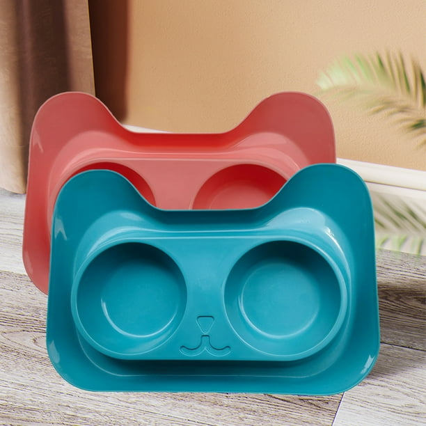 Travelwant Cat Bowls,Shallow Cat Food Bowls, Double Wide Cat Dish Non