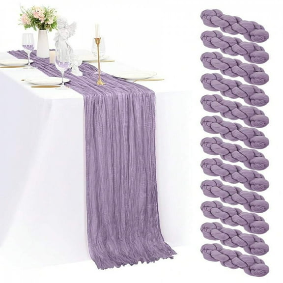 YFLXDMLYYSC 12 Pack 35x120 Inch Cheesecloth Table Runner Gauze Table Runner 10FT Boho Cheese Cloth Table Runner Bulk Table Runners,Purple