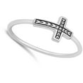 thumbnail image 4 of CHOOSE YOUR COLOR Sideways Cross Leaf Christian Ring .925 Sterling Silver Band Jewelry Female Size 4, 4 of 4