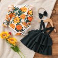 thumbnail image 2 of Odeerbi Clearance Autumn Girls Bib Overall Dress Kids Clothing Set Long Sleeve Jumpsuit Suspenders Skirt With Headband, 2 of 9