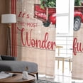 thumbnail image 4 of ERUNPONLY Christmas Sheer Curtains 63 Inch Length 2 Panels Set, Xmas Truck Tree Snowflake Red Striped Vintage Voile Window Treatment Curtains Sheers Drapes for Bedroom/Living Room/Kitchen 52x"63"x2, 4 of 7