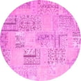 thumbnail image 1 of Ahgly Company Indoor Round Patchwork Pink Transitional Area Rugs, 3' Round, 1 of 4