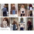 thumbnail image 5 of PRETTYGARDEN Womens Long Sleeve Shirts Fall Bell Sleeve Mock Turtleneck Ribbed Going Out Tops Casual Ruched Y2K Clothes, 5 of 8