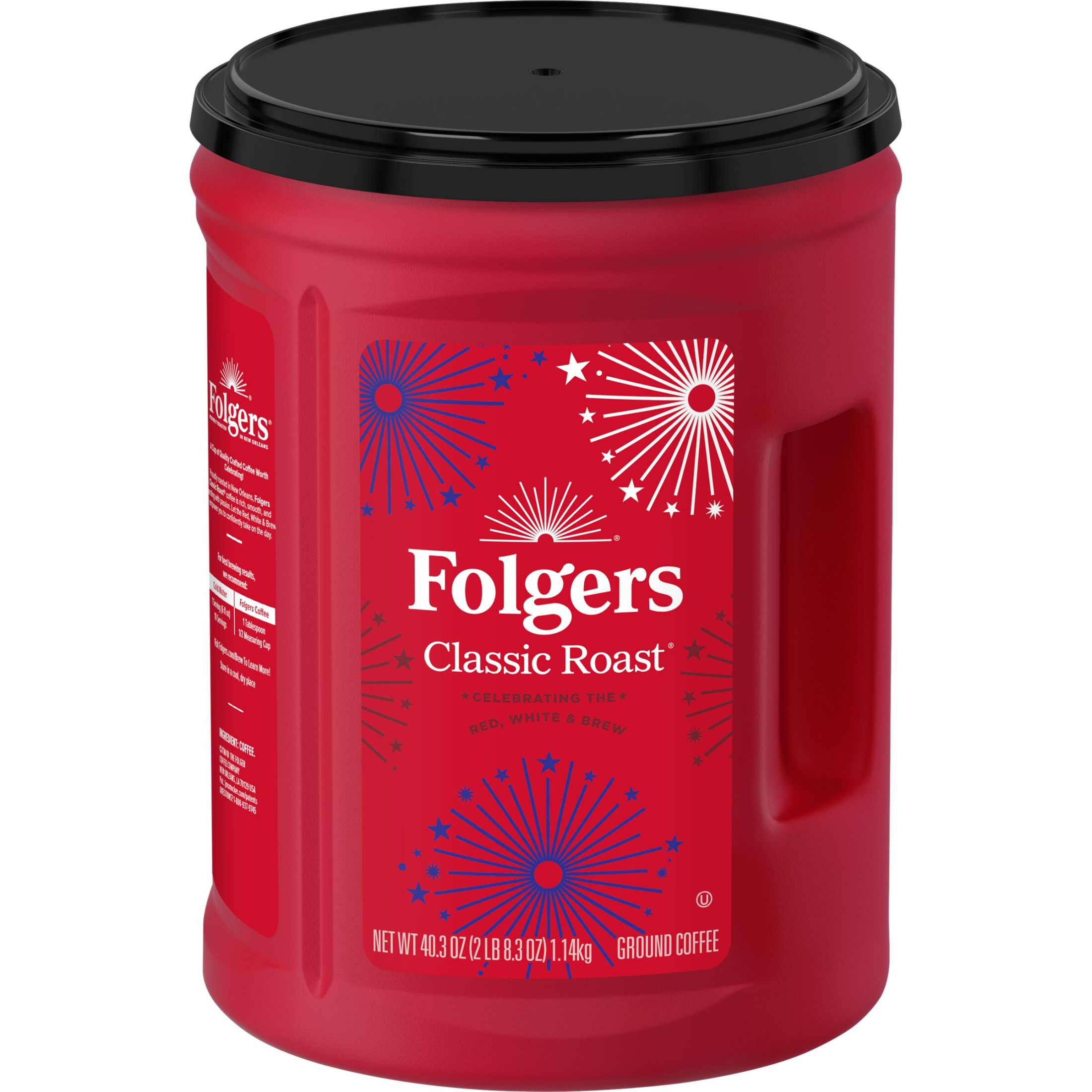 Folgers Classic Roast Medium Roast Ground Coffee, Limited Edition Canister for America’s 250th Anniversary, 40.3 oz