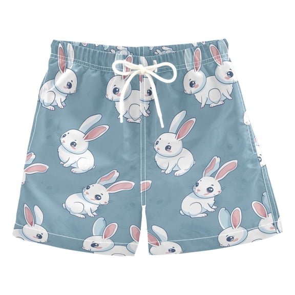 joogoo Boys Swim Trunks Cartoon Cute Rabbits Beach Board Shorts Drawstring Swimsuit S