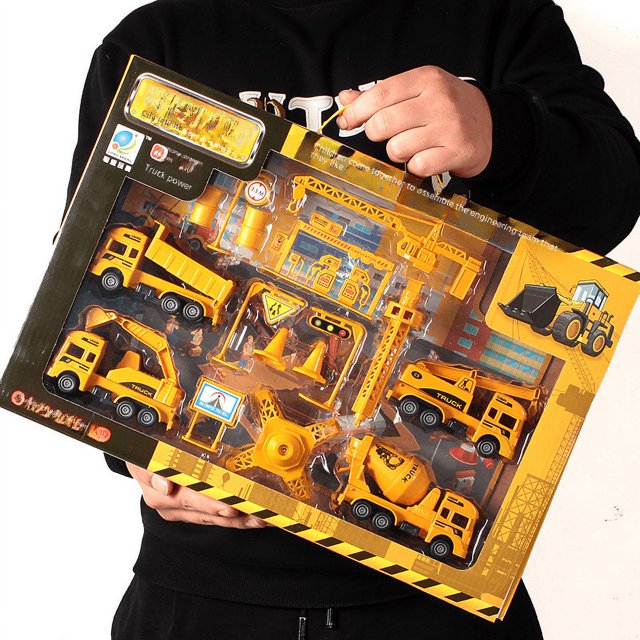 Gran caja de regalo, traje de coche de ingeniería, juguete para niño, excavadora de juguete para niño, excavadora, coche de juguete para niños, colección diversa