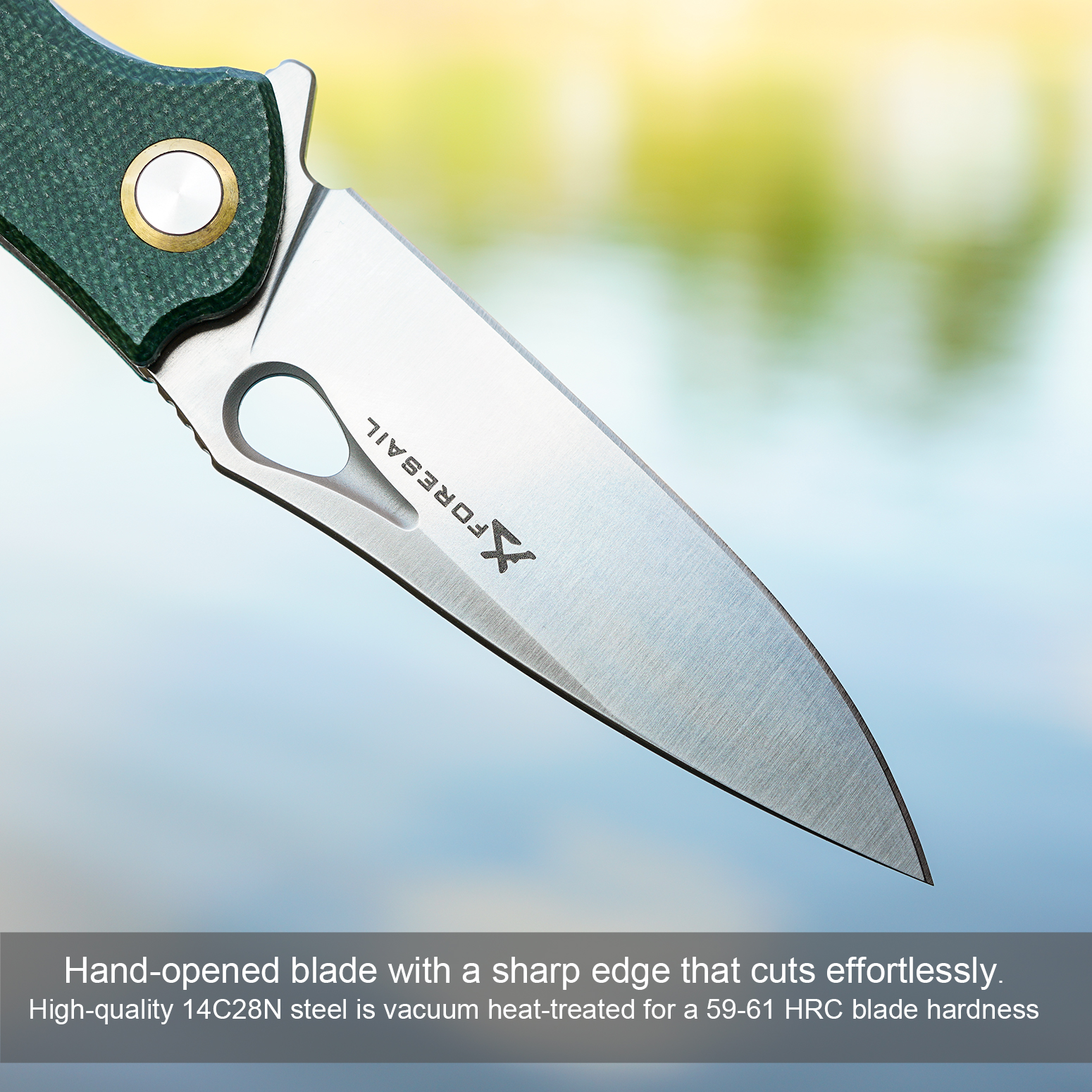FORESAIL Praxis Pocket Folding Knife 3.62"14c28n Blade,4.8" Micarta handle.