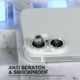 thumbnail image 2 of 1 set of Bling Diamond Camera Lens Protector for iPhone 16 Plus, HD Clear Tempered Glass Metal Camera Lens Protection Cover, Case Friendly, Scratch Proof for iPhone 16 Plus, Silver, 2 of 5