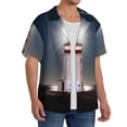 thumbnail image 2 of Hirioo Peggy's Cove Lighthouse for Men's Cuban Collar Short Sleeve Shirt Button Down Shirt Beach Summer Shirts Wedding Vacation Shirts-4X-Large, 2 of 5
