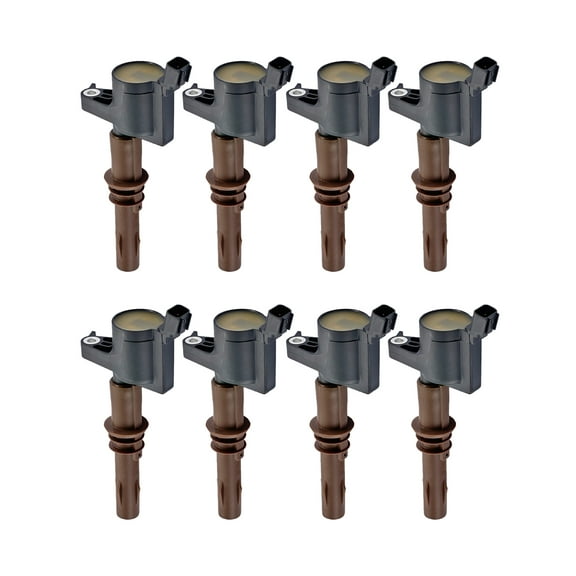 Pack of 8 Brown Boot Ignition Coils Compatible with Ford - F-150 EXPEDITION EXPLORER - Lincoln Mercury V8 4.6L 5.4L V10 6.8L Replacement for C1659 DG521 Fits select: 2010 FORD F150 SUPERCREW