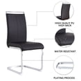 thumbnail image 3 of Sumdeal Modern 5-Piece Dining Table Set, 63" Rectangular Tempered Glass Table with 4 Black PU Leather C-Frame Cantilever Chairs, Ghrome Plated Metal Legs, Luxury Kitchen & Dining Furniture, 3 of 8
