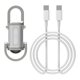 thumbnail image 1 of Linterna LED con llavero, linterna de bolsillo, ligera, impermeable, recargable por USB, fácil de colgar para ciclismo, reparaciones en el hogar, Plata, 1 of 8