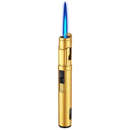 BiFandian Refillable Windproof Butane Torch Lighter Long Pen Lighter with Safety Lock for Candle Lighting Adjustable Jet Flame Kitchen Utility Gadget Ideal Gift for Men Dad Father s Day