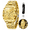 B Golden, variant on Watches for Men Fashion Dress Analog Quartz Waterproof Casual Chronograph Roman Numeral Gold Plated Stainless Steel 6-Hand Luminous Date Classic Mens Wrist Watches Reloj Para Hombre