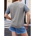 thumbnail image 4 of YOUYEDIAN Tween Girls Summer Shirts Short Sleeve Color Block Tops (Gray, 13-14 Years), 4 of 5
