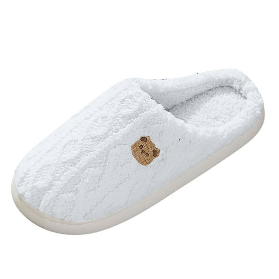 Cotton Slippers Men's Home Indoor Outdoor Scene Thick Bottom Warm Plaid Plush Bear Slippers Ladies Slippers