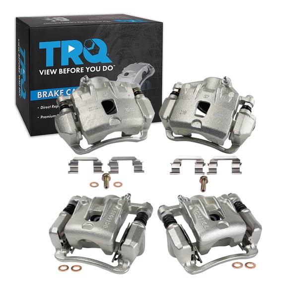 TRQ Front and Rear Brake Caliper Set Zinc Coated Brackets Hardware Fits 2008-2010 Hyundai Sonata