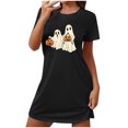 thumbnail image 4 of Sakmal Halloween Nightgowns for Women Ultra-Soft Black Playful Sleep Dress Ghost Print Short Short Sleeve Crew Neck Nightgowns S-2XL, 4 of 4