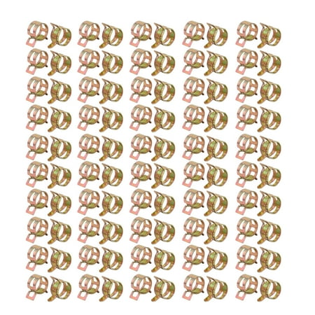 

Unique Bargains 100 Pcs 14mm Spring Band Type Action Fuel Hose Pipe Air Clamp Bronze Tone