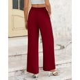 thumbnail image 4 of Pantalones de pierna ancha BTFBM para mujer, elásticos, cintura alta, color rojo vino, 4 of 9