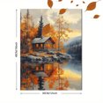 thumbnail image 3 of Qisvanset 12x16 Inch Autumn Lake Cabin Canvas Wall Art, Fall Foliage Reflection Rustic Landscape Home Decor, 3 of 8