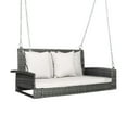 thumbnail image 2 of Barara King Outdoor Patio Swing Chair, Porch Swing Seat,2-Person Patio PE Wicker Hanging Porch Swing Bench Chair Cushion 800 Pounds-White, 2 of 9