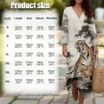 thumbnail image 6 of DISNIMO Tiger Tree Print Women Casual Maxi Dresses V Neck Loose Dress Lightweight 3/4 Sleeve Shift Dress Fashion Fall Dresses for Women, S, 6 of 6