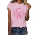 thumbnail image 2 of VKOYWKM Breast Cancer Awareness T Shirts for Women Breast Cancer Pink Ribbon Shirt Inspirational Short Sleeve Tee Tops Awareness Crew Neck Cancer Survivor T-Shirt, 2 of 5